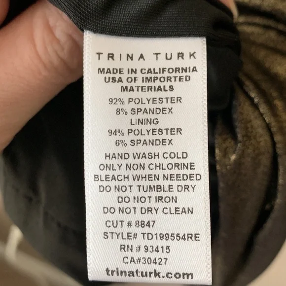 NWT Trina Turk gold metallic gossip dress sz xs - Picture 9 of 10